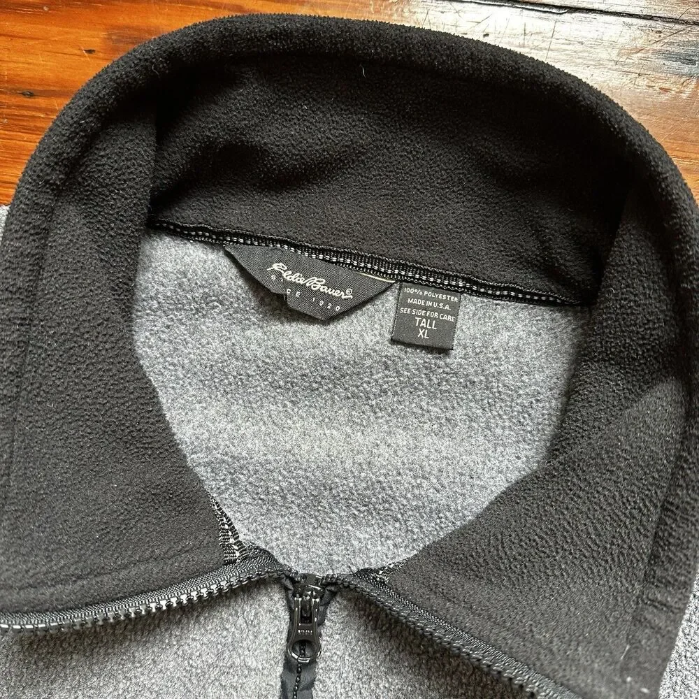 Vintage Eddie Bauer Vest Mens XL-T Gray Fleece Polartec Full Zip Made in USA